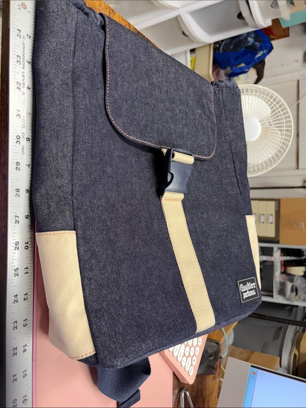 Jean Paul Gaultier Parfums denim backpack